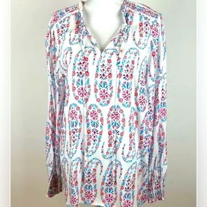TALBOTS PLUS PETITE PAISLEY LONG SLEEVE WOMEN TOP SIZE 2XP 🌟NWT🌟